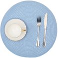 thumbnail image 2 of XINQIHANG Napperons Ronds Tressés, Ensemble de 4, Lavables, Napperons Ronds de 15 Pouces pour Tables à Manger (Bleu Pâle, 4), 2 of 6