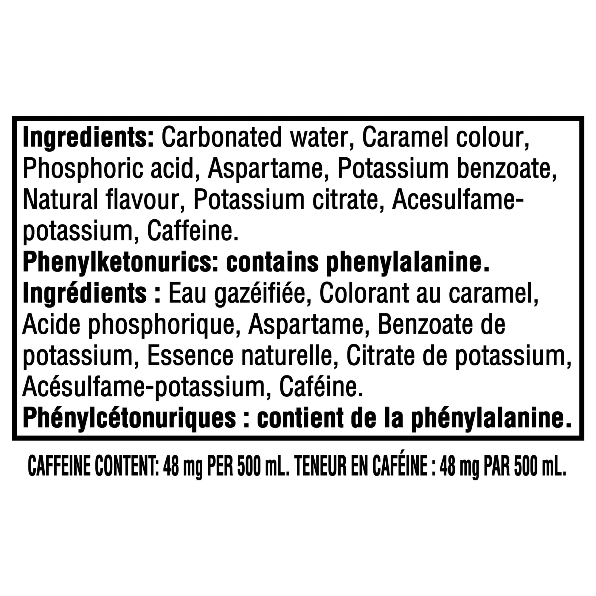 Boisson gazeuse Coca-Cola Zéro sucre bouteille, 500 mL