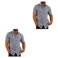 thumbnail image 1 of pitrice Chemise Homme à Simple Boutonnage Été Boutonnée Col Rabattu Chemises Polyester Mode Vêtements Cadeau d'Anniversaire Gris TTTG 2Set, 1 of 6