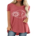 thumbnail image 1 of T-shirt à Manches Courtes pour Femmes, Hauts Grande Taille, Tunique Décontractée à Col en V, Blouse Ample, 1 of 2
