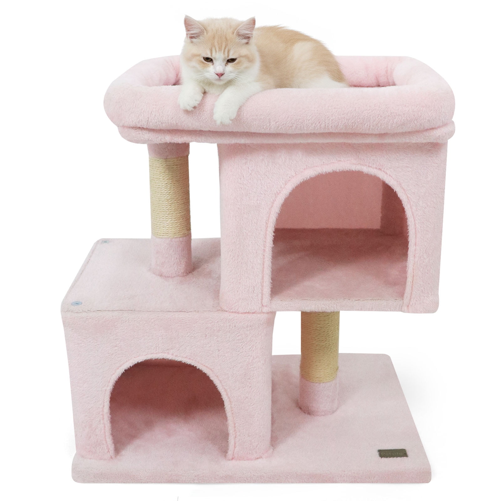 Gymax 25.5'' Cat Tree w/ 2 Large Condo Padded Top Perch Sisal Scratching Posts