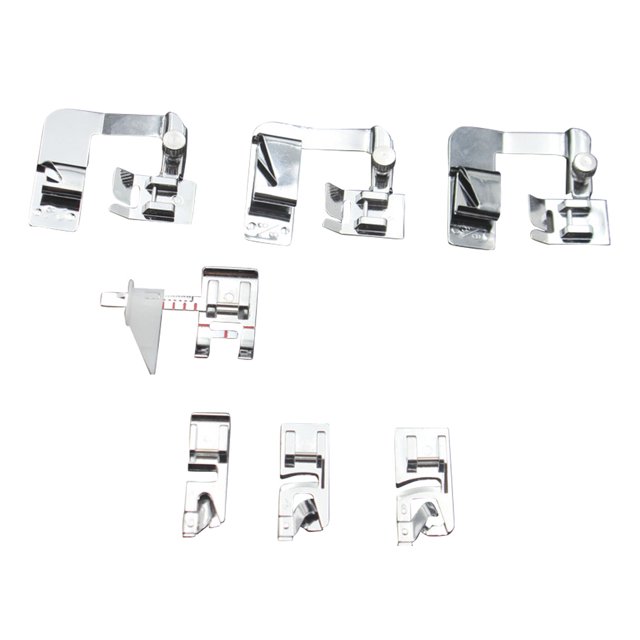 Dalazy Ensemble de 8 Pcs de Pieds-Pression Machine à Coudre Ourlet Roulé Pied de Pression Kit de Pied Guide Ajustable Liant de Biais Ourlet Roulé Pied de Pression