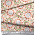 thumbnail image 3 of Soimoi White Rayon Crepe Fabric Multicolor Mandala Decor Fabric Printed Yard 46 Inch Wide, 3 of 5