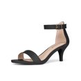 thumbnail image 1 of BLISSFUL STEP Women's Shoes Kitten Heel Ankle Strap Open Toe Sandals Black 9, 1 of 8