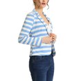 thumbnail image 4 of INSPIRE CHIC Blazer à Rayures pour Femme à Revers Cranté, Manches Longues, Boutonné, Bleu Pâle, m, 4 of 5