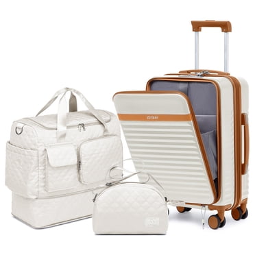 Joyway Housse à Ouverture Frontale 3 Pcs pour Bagage Cabine Crochets Latéraux Cadenas TSA Roues Pivotantes Fermetures Éclair YKK