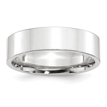 14K White Gold 6mm Standard Flat Comfort Fit Band Size 10
