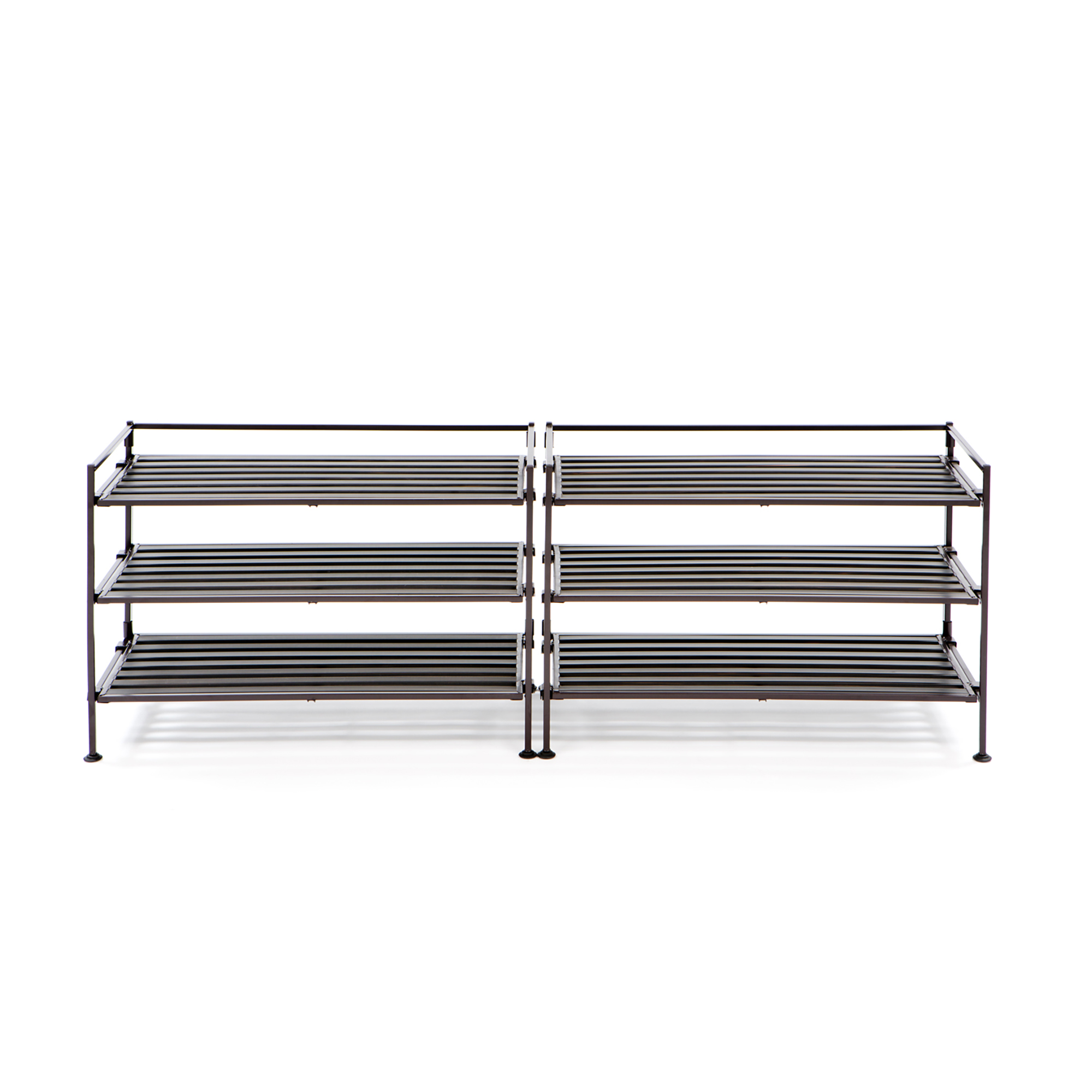 Seville Classics 3 Tier Resin-Wood Shoe Rack 2PK