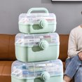 thumbnail image 2 of Pill Case with Handle Large 2-layers Drawer Family First Aid Kit Storage Box Household Multi-functional Plastic Container Home Green large, 2 of 9