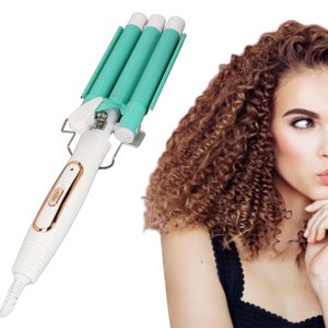 3 Barrel Curling Iron Hair Waver, Température réglable Ceramic Hair Curling Fer pour tous les types avec 360 Cordon de puissance rotatif Portable et pratique Wand Coiffure Curling Wands