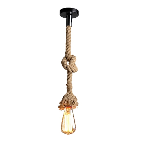 Mistaha Lixada 50cm AC110V E26/E27 Single Head Vintage Hemp Rope Hanging Pendant Ceiling Light Lamp