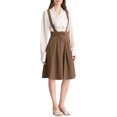 thumbnail image 2 of Unique Bargains Jupe Midi Plissée à Bretelles Rétro à Taille Élastique pour Femme Brun Foncé TG, 2 of 7