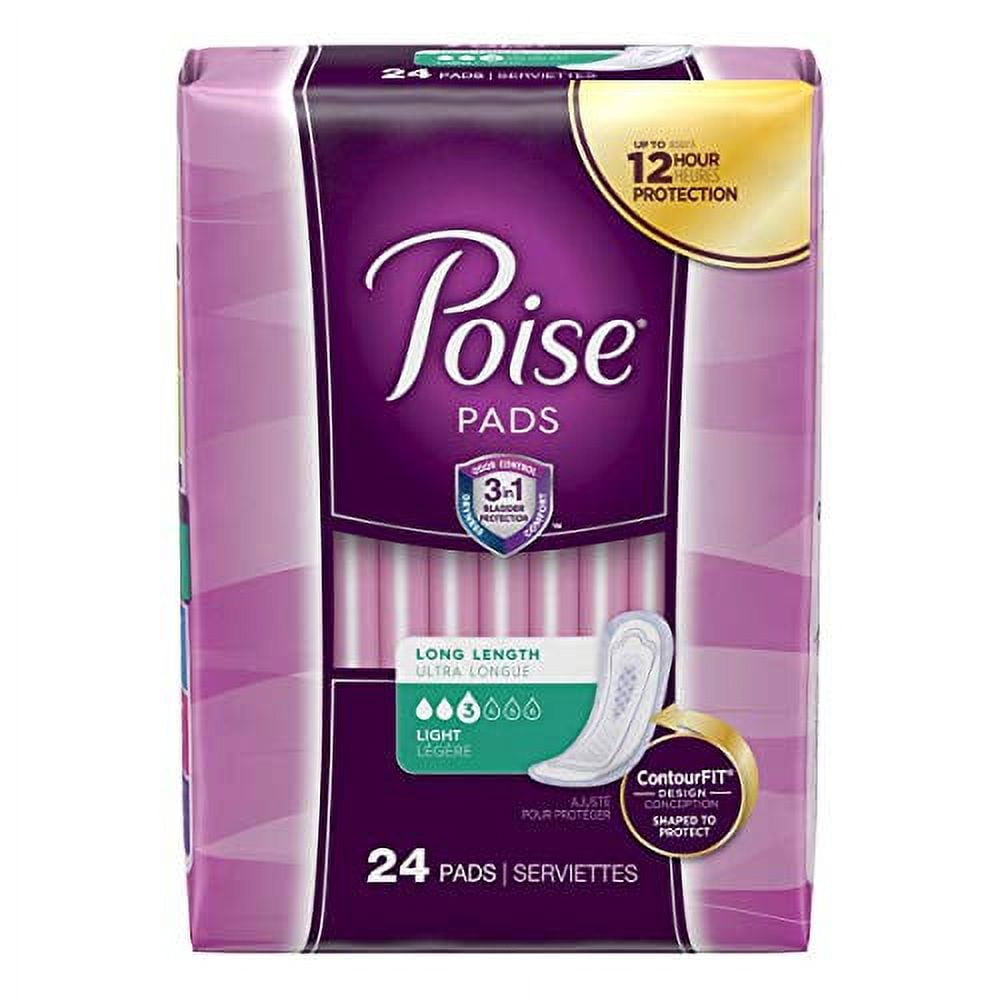 Poise Long Length Bladder Control Pad Light Absorbency Absorb-Loc One ...