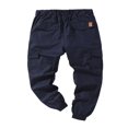 thumbnail image 1 of Men Solid Color Cargo Trousers  Loose Fit Drawstring Waist Long Pants, 1 of 4