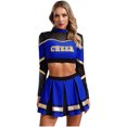 thumbnail image 1 of iiniim Costume de Pom-Pom Girl pour Femmes Uniforme de Cheerleading Tenue Robe 2 Pcs Haut Court avec Jupe Mini Plissée Bleu m, 1 of 5