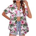 thumbnail image 2 of Chemises pour Femmes Chemise Moderne Ample à Col à Revers à Manches Courtes avec Impression Numérique 3D pour Femmes Haut Respirant de Tous les Jours T-Shirt Graphique Stylé Coupe Décontractée Alternative, 2 of 5