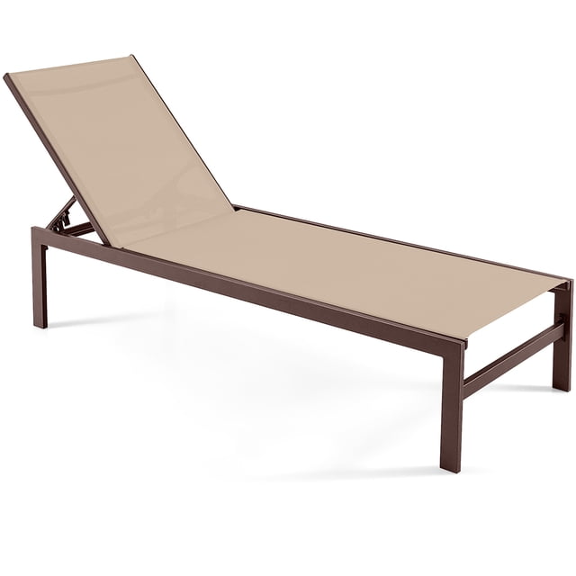 Gymax Aluminum Patio Chaise Lounge Outdoor Adjustable Lounge Chair W/ 6-Position Backrest