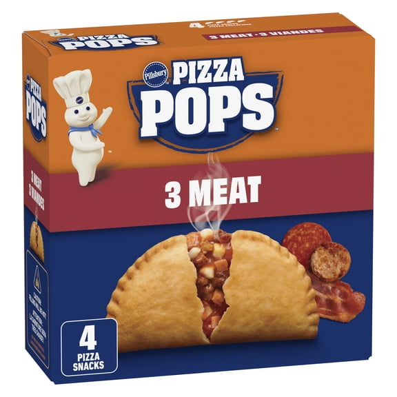 Pillsbury Pizza Pops, 3 Meat Flavour, Frozen Pizza Snacks, 380 G, 4 Ct, Contains: Wheat, Milk., 380.000g