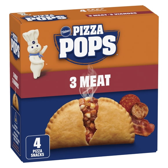 Pillsbury Pizza Pops, 3 Meat Flavour, Frozen Pizza Snacks, 380 G, 4 Ct, Contains: Wheat, Milk., 380.000g