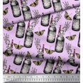 thumbnail image 2 of Soimoi Purple Polyester Crepe Fabric Insect,Lavender & Vintage Bottle Decor Fabric Printed BTY 42 Inch Wide, 2 of 3