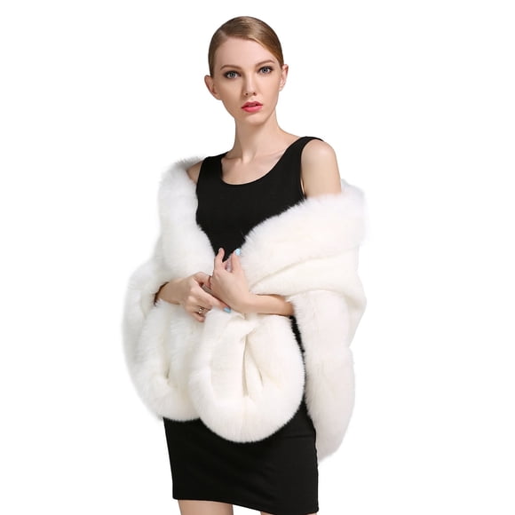 BEAUTELICATE Women's Faux Fur Shawl Wrap Stoles for Bridal Wedding Dresses