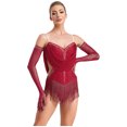 thumbnail image 4 of Aislor Robe de Danse Latine Jazz à Franges avec Gants Rouge TTG, 4 of 7