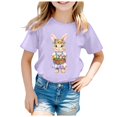 thumbnail image 4 of PMVFHDE Robe T-Shirt pour Filles Hauts de Sortie pour Fille T-Shirts pour Filles Coupe Ample T-Shirts pour Filles T-Shirts Graphiques pour Fille Pâques T-Shirt à Manches Courtes Imprimé pour Filles Haut T-Shirt Décontracté Violet, 3-4 Ans, 4 of 4