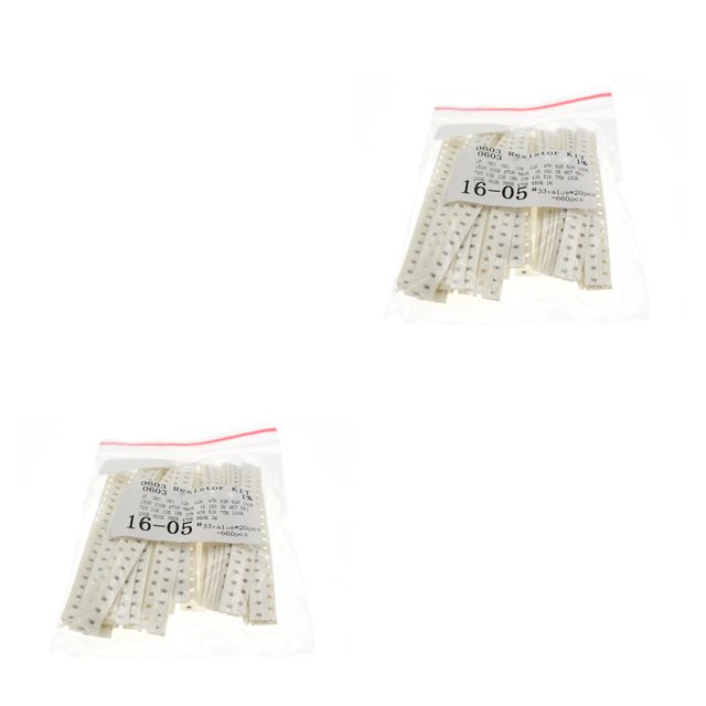 yingyy 660PCS/Bag Resistor Kit Assorted Plastic Heat-resistant Circuit Resistance Film Pack 33 Types Ohm Electrical Replacement 0805 Chip 0603 Chip 2PCS