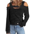 thumbnail image 1 of Pisexur Crewneck Shirts for Women Solid Color Off-shoulder Patchwork Tunic Tops Halter-Neck Long Sleeve Compression Shirts Athletic Tight Workout Top, 1 of 5