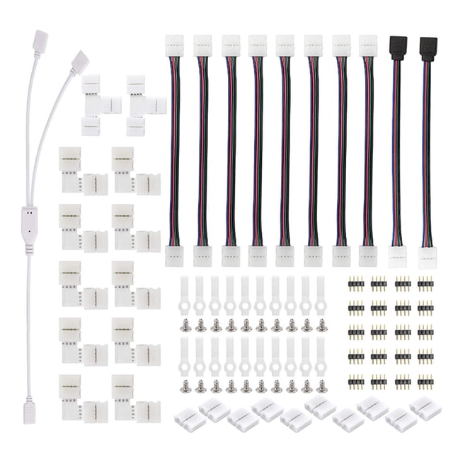 Product Category LED Light - Connector Kit Strip 8 for 5050 LED 4Pin Fittings Includes 10mm Strip Compatible Lighting Accessories 75PCS