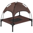 thumbnail image 1 of PawHut Elevated Cooling Pet Bed with Canopy for Small-Sized Dogs, Coffee, 1 of 10