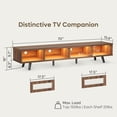 thumbnail image 2 of Bestier 70" Modern TV Stand for 80 inch TV with Storage and Sliding Glass Door, Walnut, 2 of 8