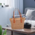 thumbnail image 4 of TISHITA Sac à Main pour Femmes en Paille Tressée, Tissé à la Main, Style Bohème, Sac Cartable à Poignée Supérieure avec Fermeture Éclair, Kaki01, 4 of 7
