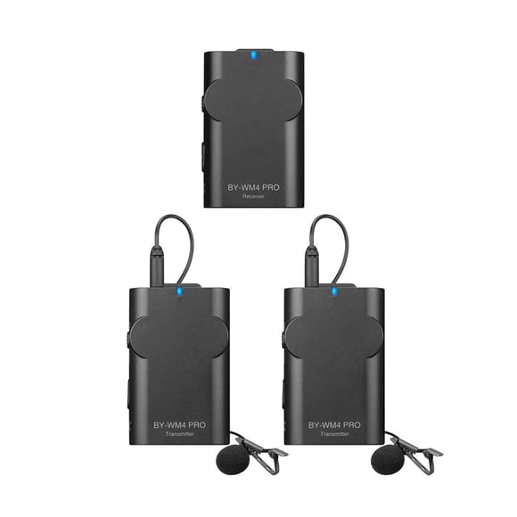 Portable 2.4G Wireless Microphone System(Dual Transmitters One Receiver) with Hard Case for DSLR Camera Camcorder Smartphone PC Tablet Sound Audio Recording Interview