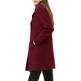 thumbnail image 4 of INSPIRE CHIC Women's Notched Lapel Double Breasted Mid Length Overcoat, 4 of 7
