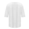 thumbnail image 4 of CFLVAEK T-Shirts à Manches 1/2 pour Femmes pour l'Automne, Décontractés, Unis, Coupe Ample, Col Ras du Cou, Blanc, G, 4 of 5