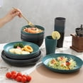 thumbnail image 4 of 16-Piece Plastic Dinnerware Set with Plates, Bowls, and Cups, Multicolor and White, Lightweight, Durable Tableware for Everyday Dining, Microwave Safe, 4 of 6