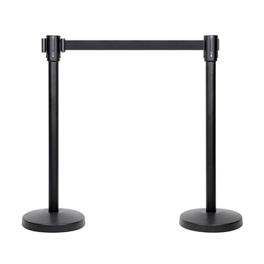 TOYTEXX 2-Pack 36" Black Retractable Belt Stanchions for Events, 6.5' Belts – RS-36BK/N