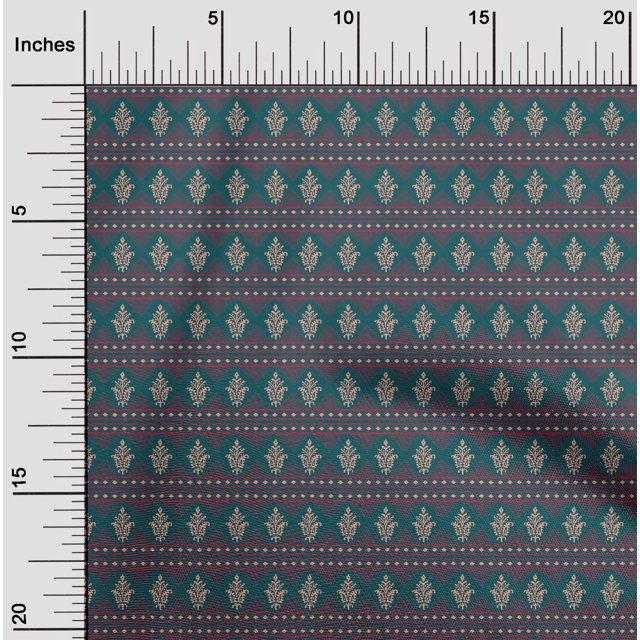 oneOone Georgette Viscose Fabric Diamond & Paisley Block Print Fabric By The Yard 42 Inch Wide