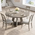 thumbnail image 3 of Table Only-47" Round Dining Table, Wooden Kitchen Table for 4, Farmhouse Dinner Table with Wooden Top and Legs for Home Dining Room or Living Room(Only Table), 3 of 9