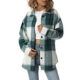 thumbnail image 4 of Xingqing Chemise-Veste à Carreaux Rétro pour Femme à Boutons, Veste en Mélange de Laine à Manches Longues, Manteau Vert m, 4 of 9