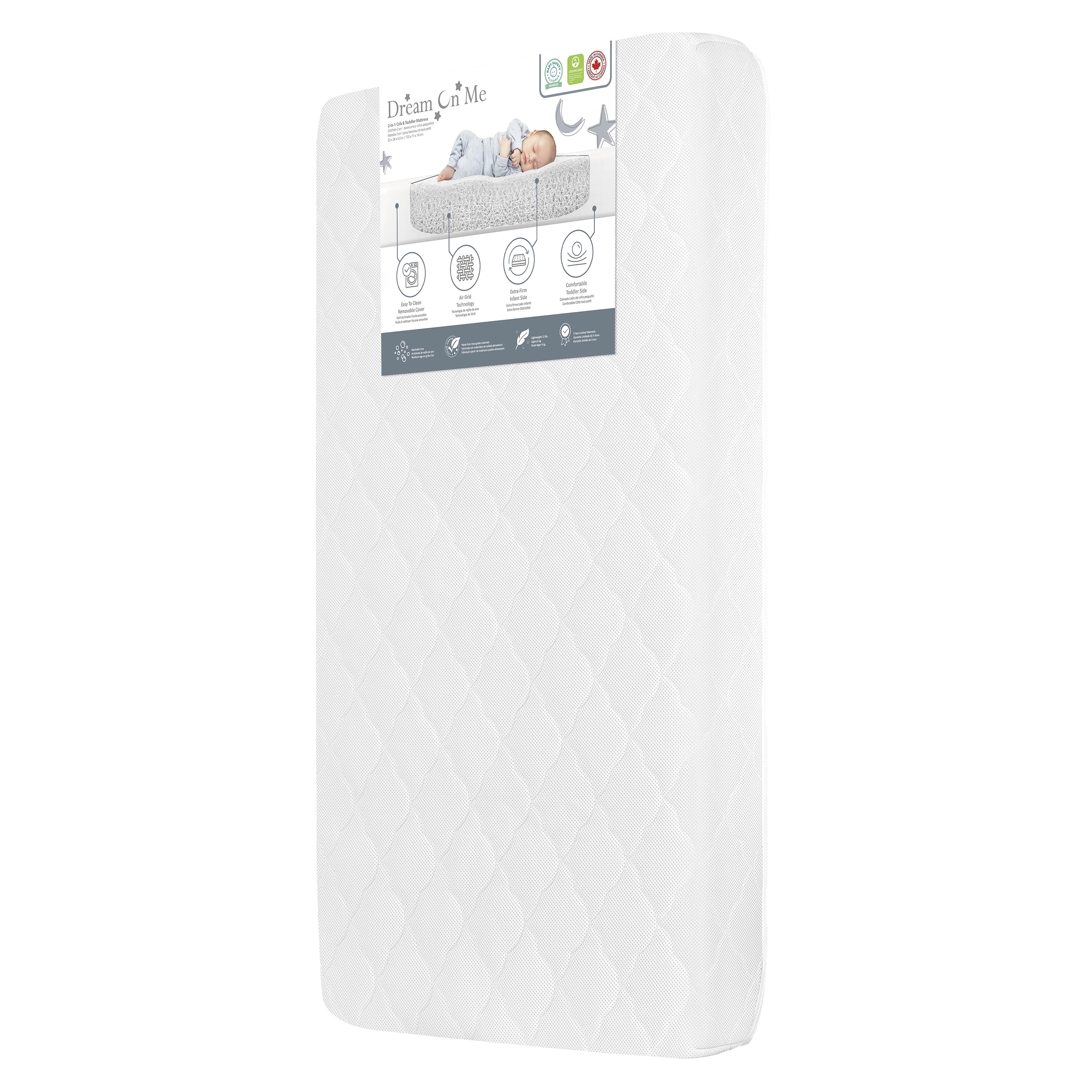 Matelas pour lit de bébé et enfant en bas âge Dream On Me Safe Sleep