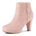 thumbnail image 1 of Unique Bargains Bottines à Talon Bloc à Plateforme Basse à Fermeture Éclair Latérale pour Femmes, 1 of 6