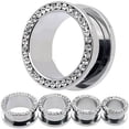 thumbnail image 1 of 1 Paire de Tunnels d'Oreille en Strass en Acier Inoxydable pour Perçage, Bouchons, Jauges, Kits d'Étirement d'Oreille, 1 of 8