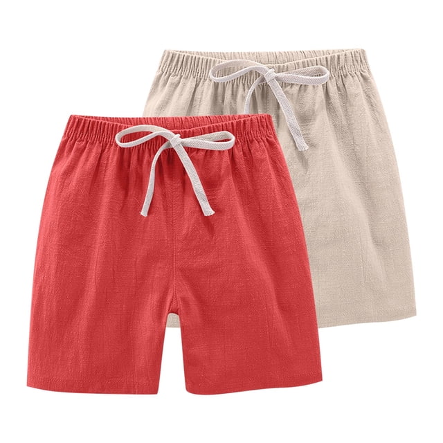 Limited Stock,2PC Kids Shorts, Solid Casual Sports, Drawstring, Summer, Kids' Outfit, Quick Dry, Comfortable Fit Flattering Design|100%Polyester,Red,Sopatenor