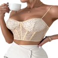 thumbnail image 2 of MesaSe Women‘s Summer Mini Sling Vest Sleeveless Backless Low Cut Mesh Sequins Crop Tops, 2 of 6