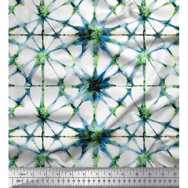 Soimoi Poly Georgette Fabric Floral Tie-Dye Print Fabric by Yard 42 Inch Wide