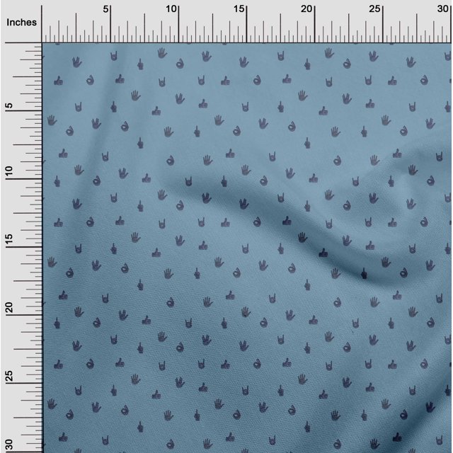 oneOone Silk Tabby Fabric Finger Sign Symbol Fabric Prints by Yard 42 Inch Wide