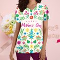 thumbnail image 1 of LSLJS Women's Fashion Short Sleeve V-Neck Tops Working Uniform Printing with Pocket Blouse Tops, Womens Plus Scrubs, 1 of 4