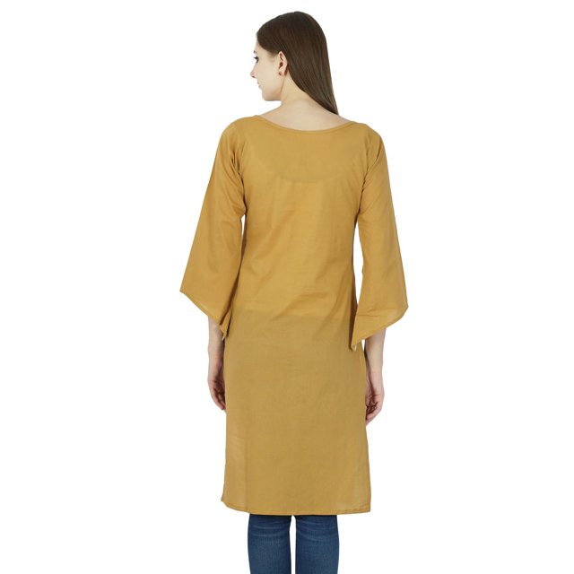 Kurta Décontractée pour Femmes Kurti Ethnique Indienne en Coton Tunique de Designer Haut Uni Robe